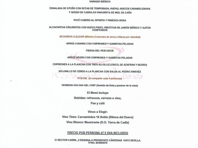 A Banda Restaurante Menus Navidad 2026-2027