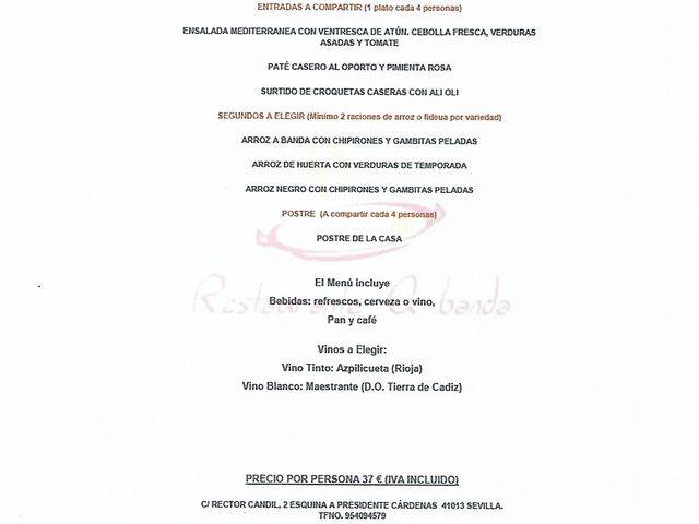 A Banda Restaurante Menus Navidad 2026-2027